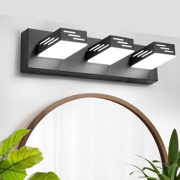 Modern 24 in. 3 LED Light Black Vanity Light Fixtures for Bathroom