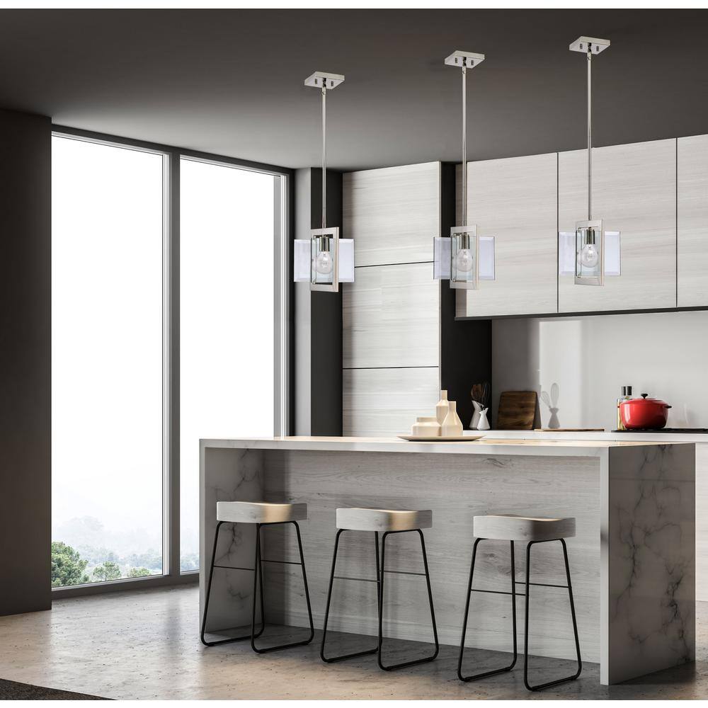 Ethan Clear Beveled Glass Mini-Pendant with Polished Nickel Frame