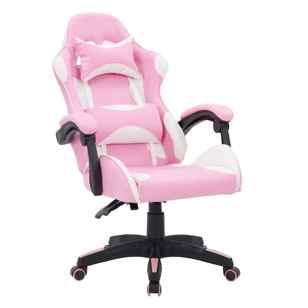 CorLiving Ravagers Pink and White Nylon Gaming Chair