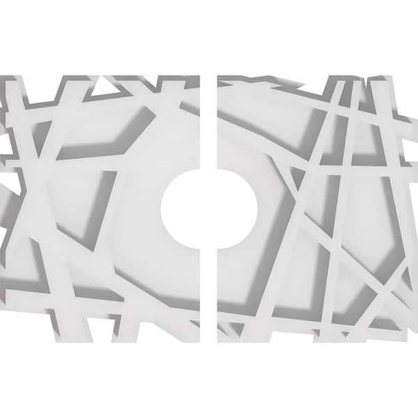 Ekena Millwork 10 in. x 6.62 in. x 1 in. Novo Architectural Grade PVC Contemporary Ceiling Medallion (2-Piece)