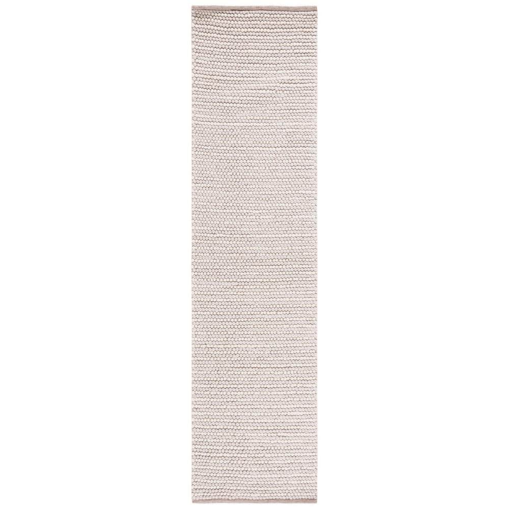 Handmade Ivory and Beige Wool Tufted Runner Rug
