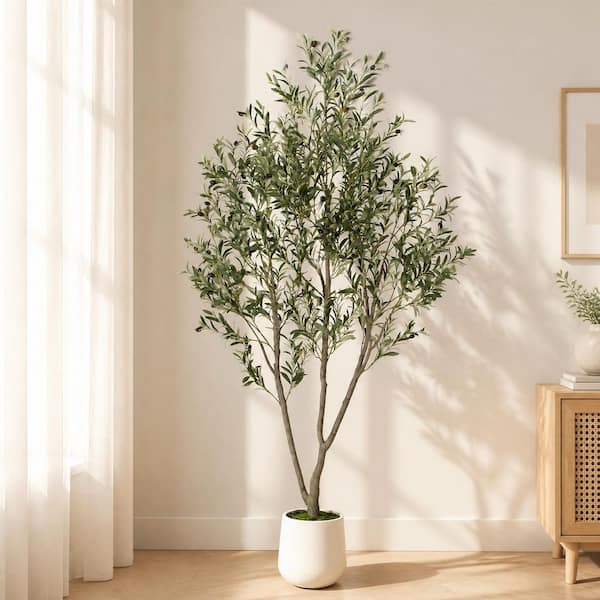 Romswi 7 ft. Artificial Olive Tree Indoor, Tall Faux Olive Silk