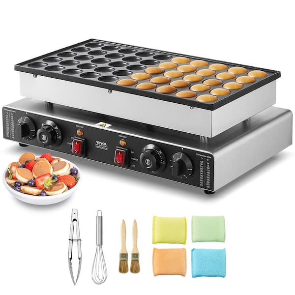 VEVOR 50-Pieces 43mm Diameter Mini Dutch Pancake Maker 1700 W Commercial Electric Grill Waffle Cone Waffle Maker