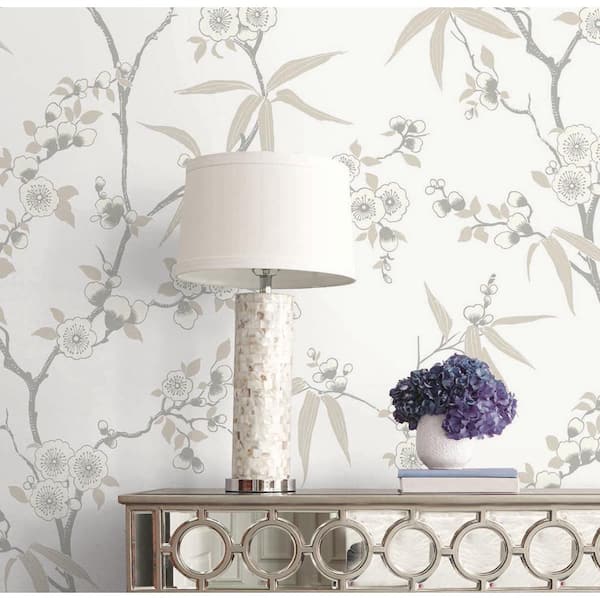 57.5 sq. ft. Morning Floral Blossom Trail Nonwoven Paper Unpasted Wallpaper Roll