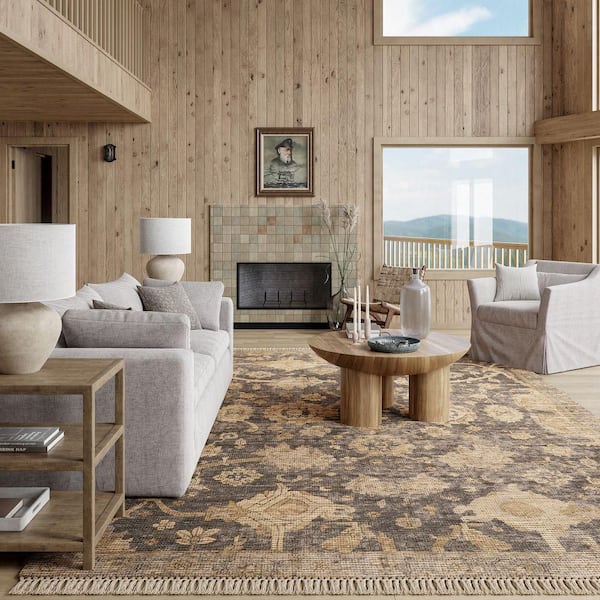 Dark Brown 9 ft. x 12 ft. Marigold Vintage Tasseled Indoor/Outdoor Patio Area Rug