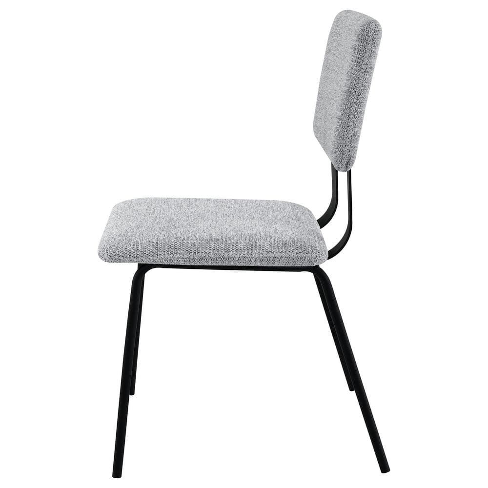 Gray Upholstered Ladderback Side Chair with Wood and Metal Frame