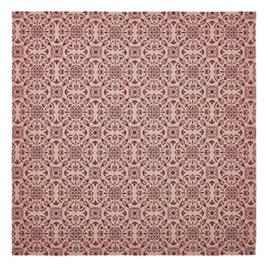 Custom House 42 in. W x 42 in. L Burgundy Jacquard Medallion Cotton Blend Tablecloth Topper