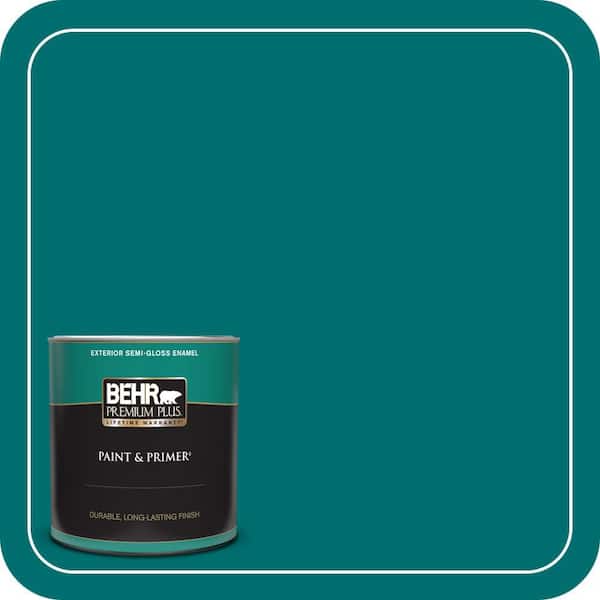 BEHR PREMIUM PLUS 1 qt. #P460-7 Caribbean Current Semi-Gloss Enamel Exterior Paint & Primer