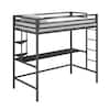 Novogratz Maxwell Metal Twin Loft Bed with Desk and Shelves, Gray ...