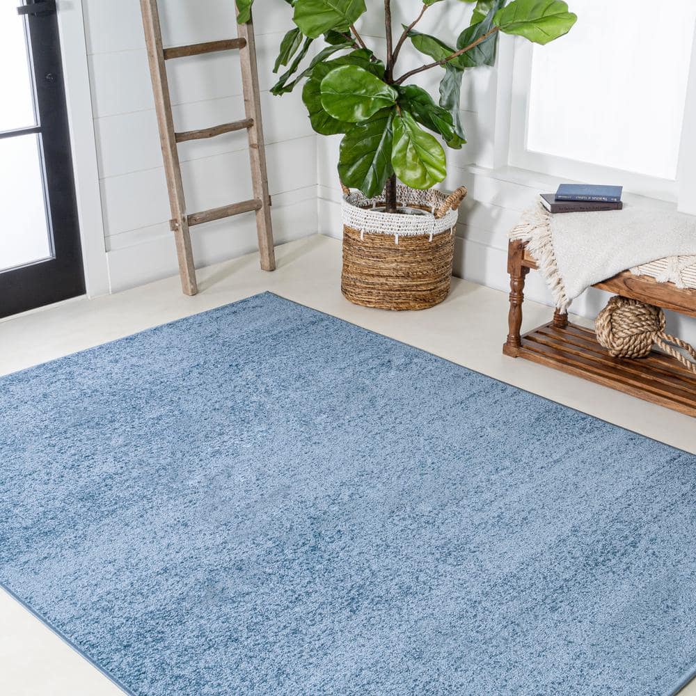 Classic Blue Rectangular Synthetic 4' x 6' Easy Care Area Rug