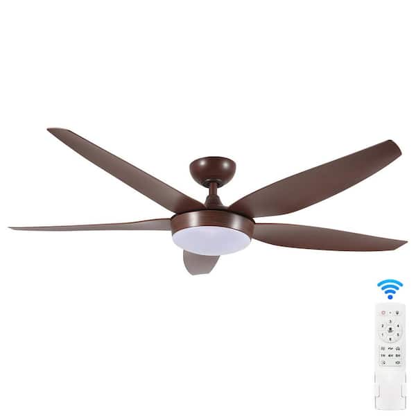 56 in. Reddish Brown Indoor Ceiling Fan with Light Remote Control Quiet DC Motor 5 ABS Blade 6-Speed Levels
