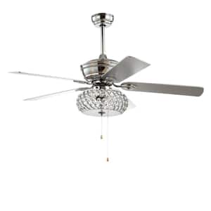 Crista 52 in. Chrome 3-Light Metal/Wood LED Ceiling Fan With Light