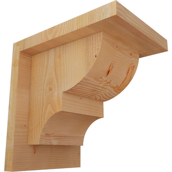 Ekena Millwork 6 in. x 8 in. x 8 in. Douglas Fir Ridgewood Rough Sawn Corbel with Backplate