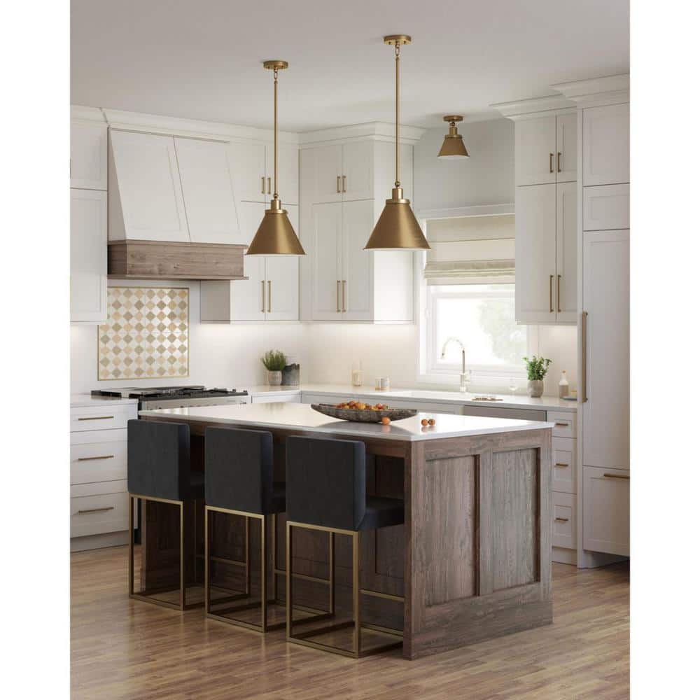 Hinton Vintage Brass 1-Light Semi-Flush Mount Ceiling Light