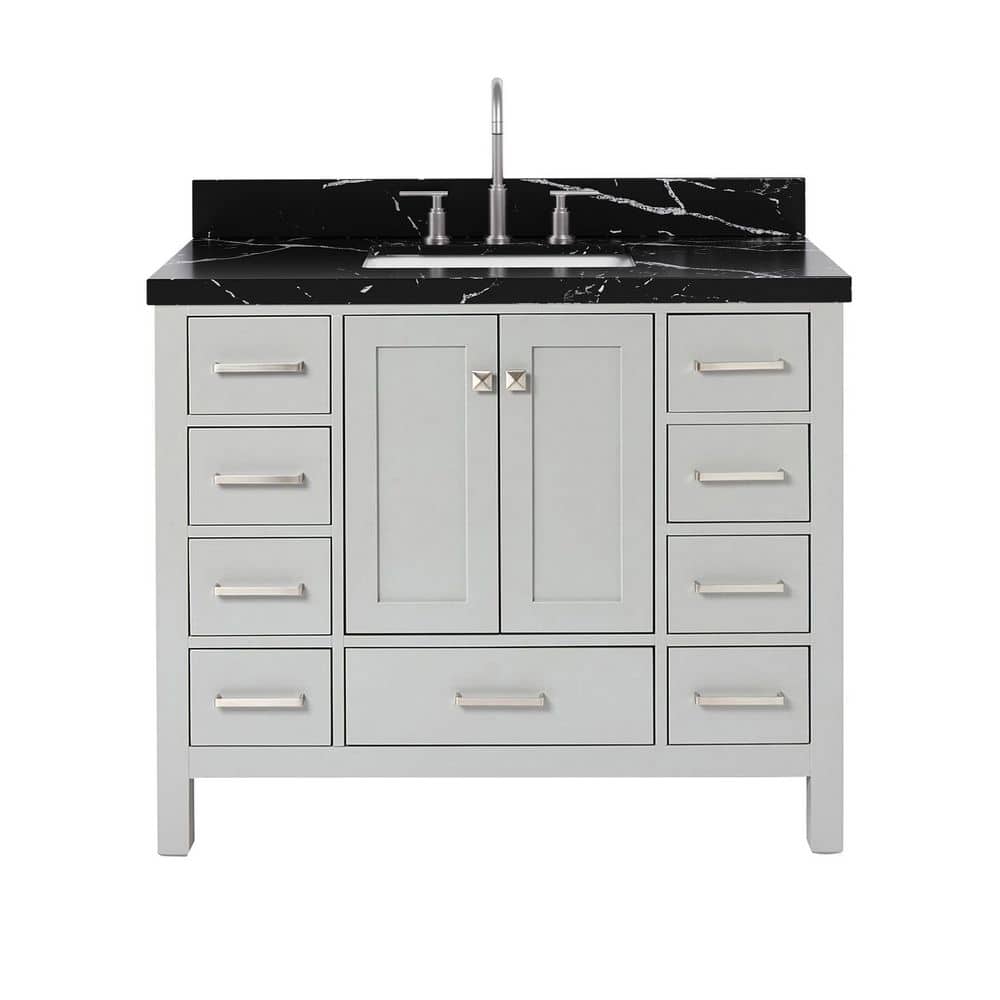 Cambridge 42 in. Single Sink Freestanding Bath Vanity in Gray with Nero Marquina Black Quartz Top price history on PriceWatchPro