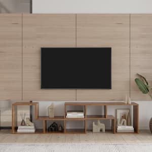Pro 41.34 in. Double L-Shaped Walnut TV Stand Fits TV's up to 55 in. (Display Shelf )