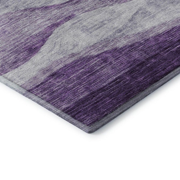Mayfield Premium Machine Washable Abstract AMF1141 Lavender 8 ft. x 8 ft. Round Rug