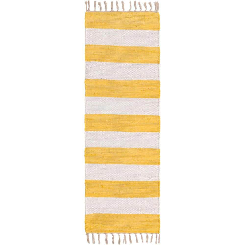 Chindi Rag Striped Yellow and Ivory 2 ft. 2 in. x 6 ft. 1 in. Area Rug price history on PriceWatchPro
