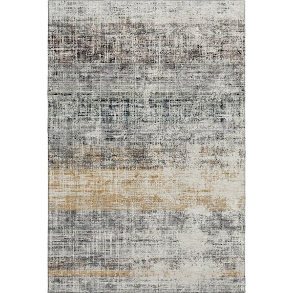Mayfield Premium Machine Washable Abstract AMF2388 Gray 5 ft. x 7 ft. 6 in. Area Rug