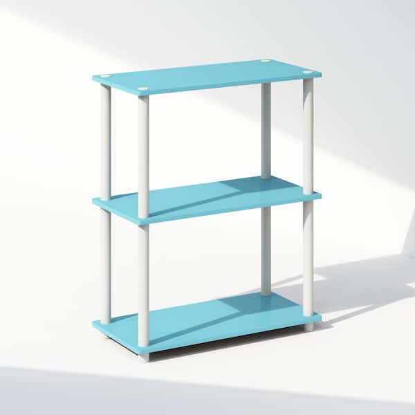 Furinno Turn-N-Tube 29.6 in. Tall Light Blue/White Wood 3-Shelf Bookcase