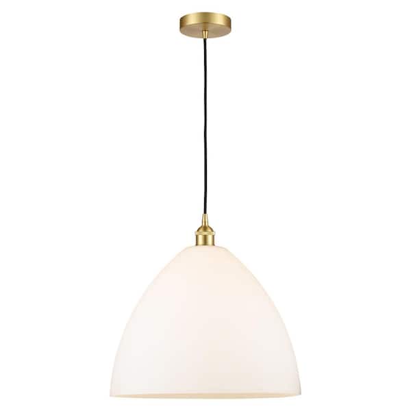 Edison Dome 60-Watt 1-Light Satin Gold Shaded Mini Pendant Light with Painted Glass Shade