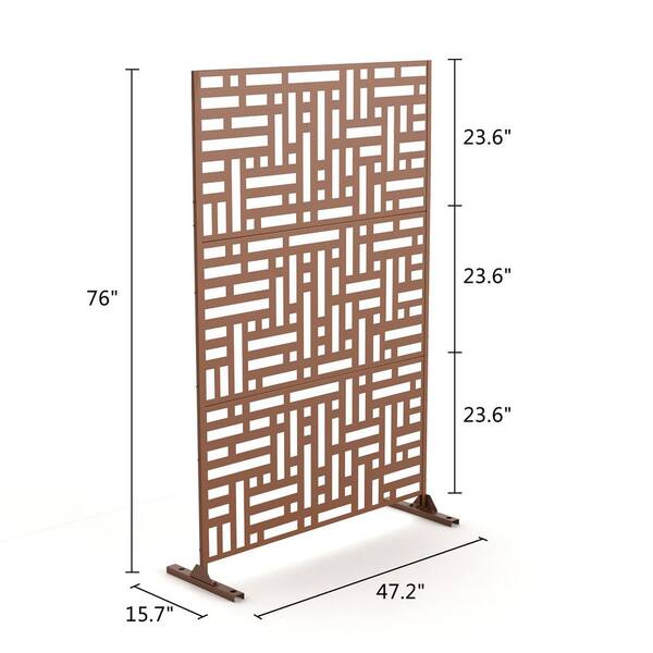 Unbranded 6.33 ft. H x 3.93 ft. W Laser Cut Metal Privacy Screen in Brown