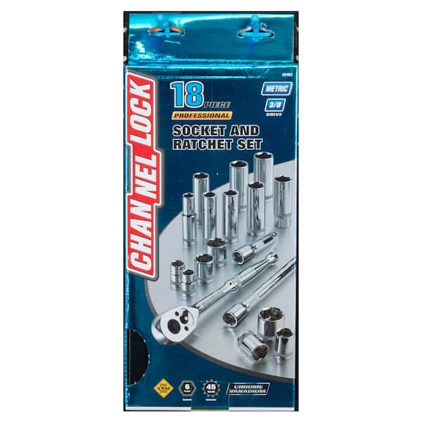 Channellock 3/8 in. Drive Metric Socket Set (18-Piece) 38182 - The