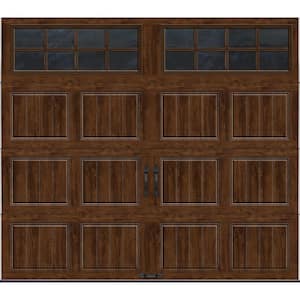 Gallery Steel 9 ft. x 7 ft. 6.5 R-Value Insulated Walnut Finish Garage Door with Windows