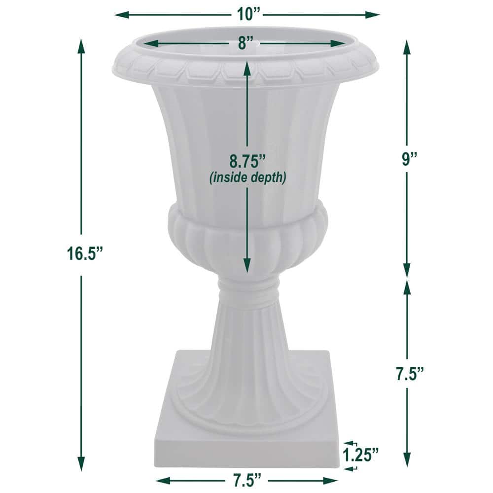 Classic White Painted Plastic Pedestal Urn Planter Set