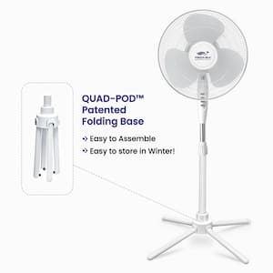16 in. Oscillating Pedestal Fan in White with 3 Speed Control
