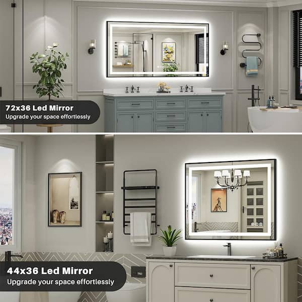 KIOTEE 50 in. W x 40 in. H Rectangular Framed Front and Back LED