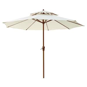 Ivory 9ft. Titanium Steel Non-Tilt Hand Crank Market Umbrella