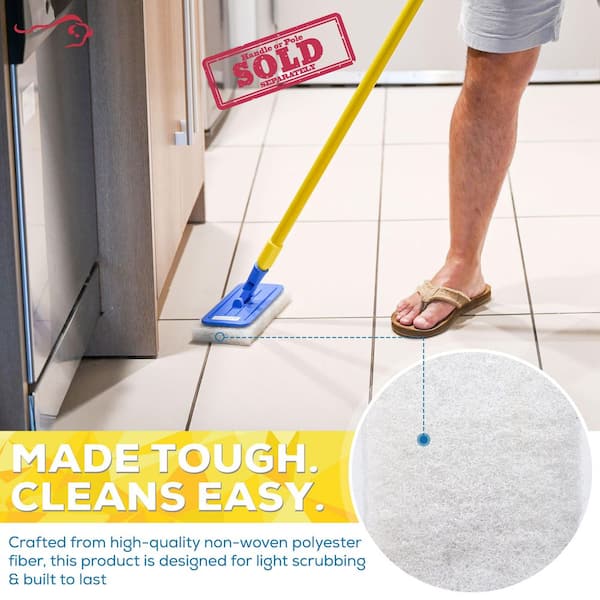 Light Duty Cleaning Scrubbing Pads 5-Pieces Bundle w/ Threaded Swivel EZ Scrub Pad Holder Household Commercial Cleaning