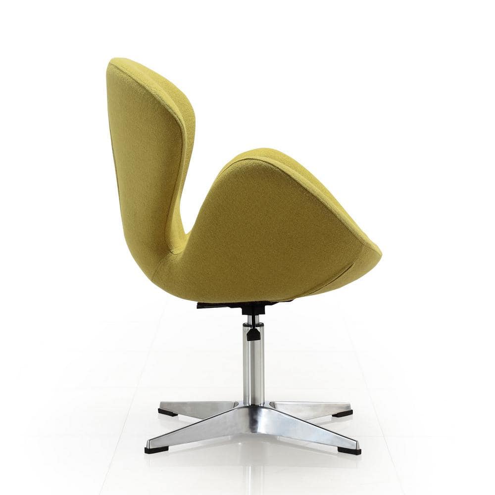 Sage Green Wool Blend Swivel Accent Chair with Chrome Base