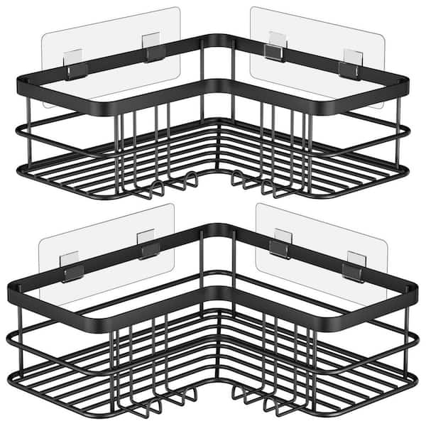 Dracelo Black Corner Shower Caddy 2-Pack, No Drilling Stainless