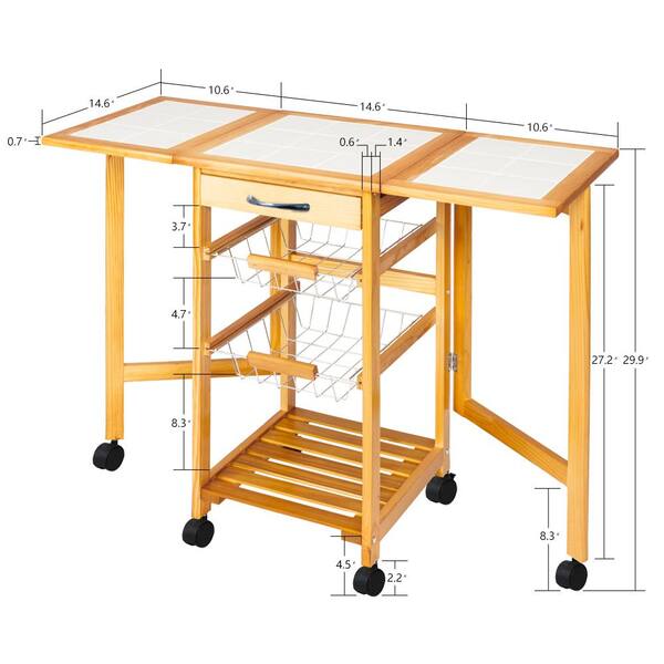 Karl Home White Folding Kitchen Cart Storage Rack With Wheels 2 Drawer 303868581453 The Depot White Folding Kitchen Cart Storage Rack, Folding Island Kitchen Cart