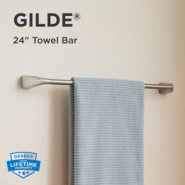 Gilde 24 in. Wall Mounted Towel Bar in Brushed Nickel