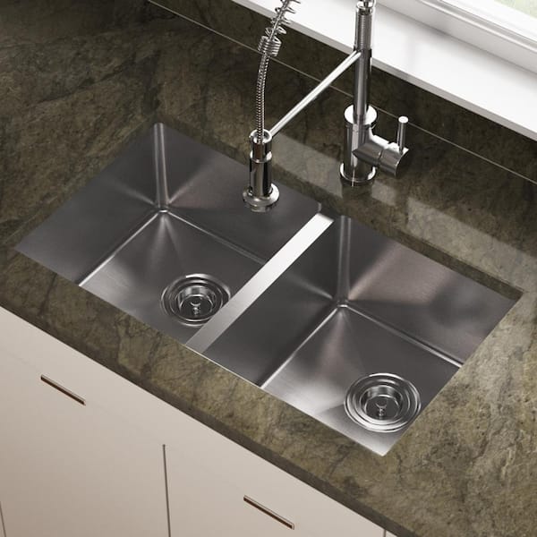 MR Direct Undermount Stainless Steel 31 in. Double Bowl Kitchen Sink