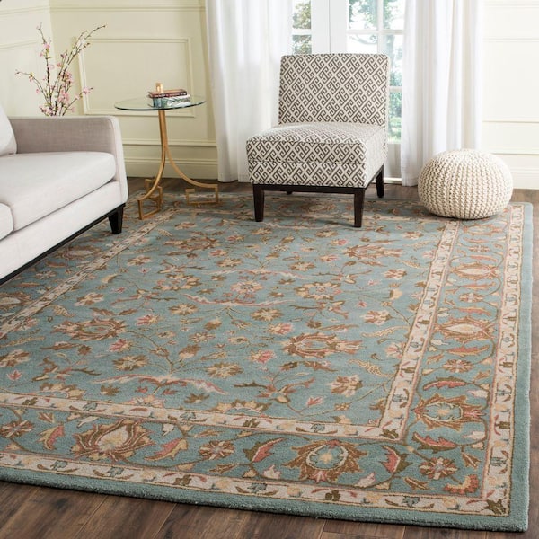 Heritage Blue 9 ft. x 12 ft. Border Area Rug