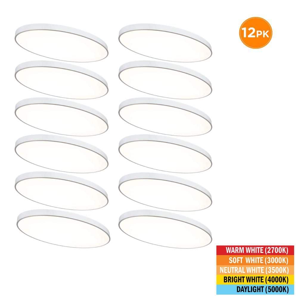 Commercial Electric 12-Pack 32 in. x 18 in. Oval White LED Flush Mount ...