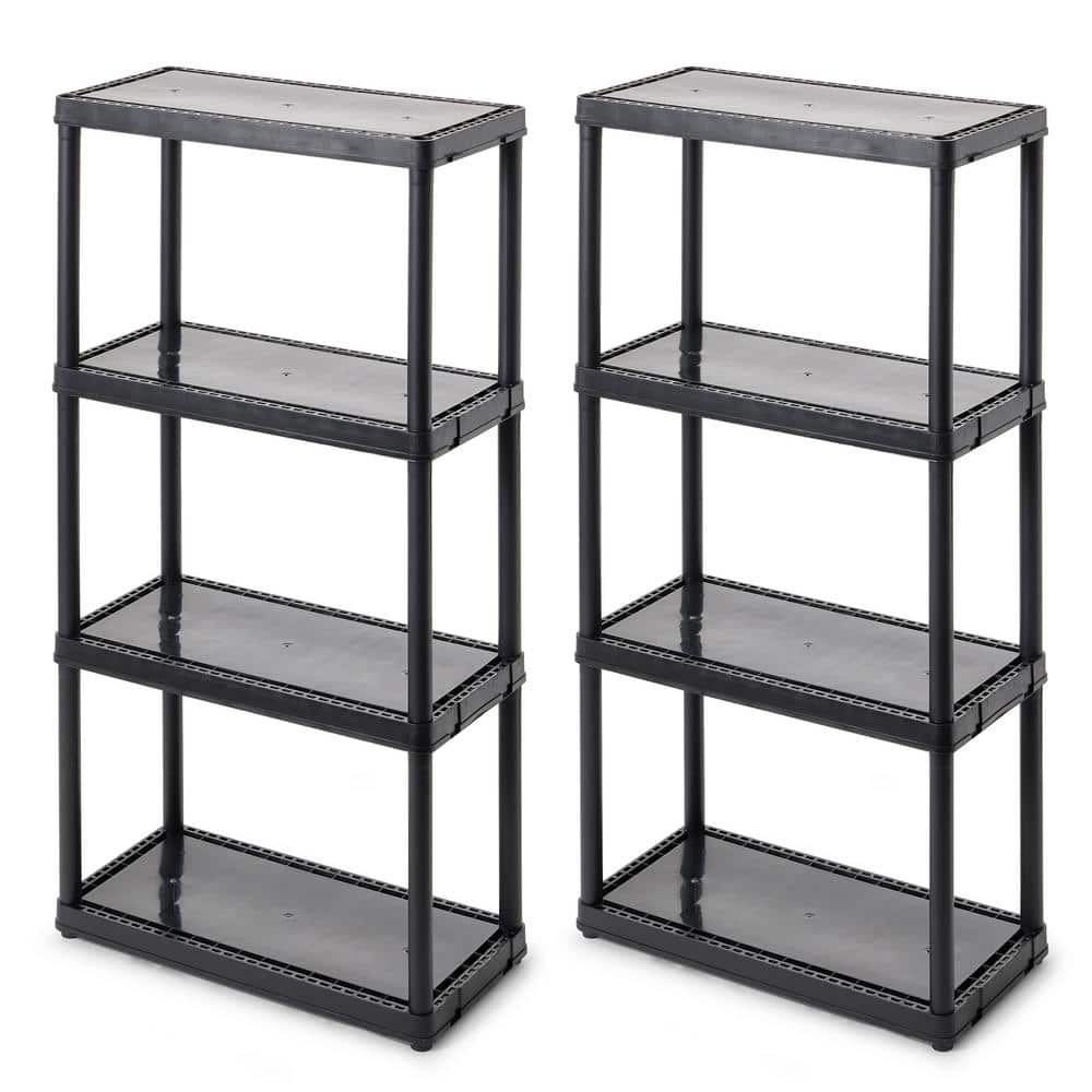 GRACIOUS LIVING Black 4-Tier Fixed Height Solid Organizing Storage Unit ...