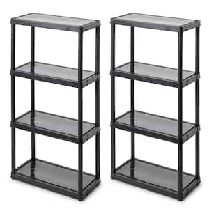 Black 4-Tier Fixed Height Solid Organizing Storage Unit, (2 Pack) (12 in. W x 48 in. H x 24 in. D)