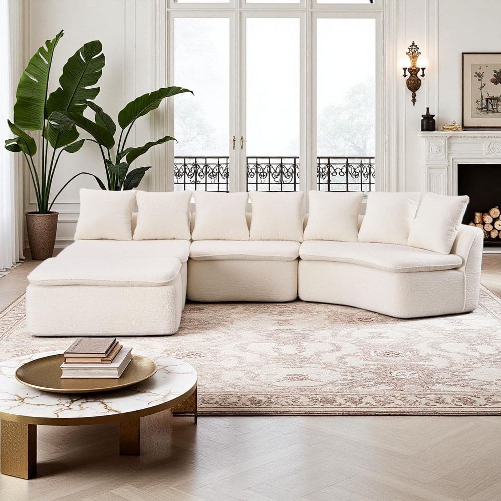 133 in. Chenille U-Shaped Modular Full Compression Sectional Sofa with Removable Recliner Module in. White price history on PriceWatchPro