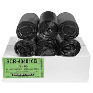 45 Gal. 16 Mic (eq) Black Trash Bags 39 in. x 46 in. Pack of 250 for Home, Office and Bathroom