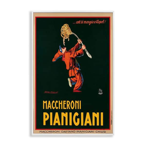 Stupell Industries Maccheroni Vintage Ad by Vintage Poster White Framed Food Giclee Art Print 18 in. x 12 in.