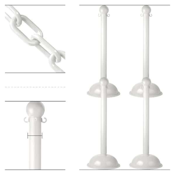 White Heavy Duty Stanchion & Chain Kit