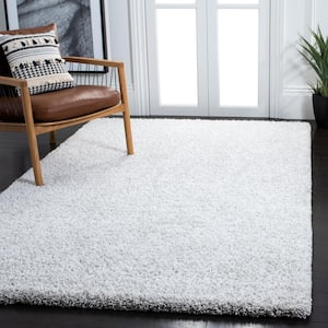 Ultimate Shag Silver/Ivory 5 ft. x 8 ft. Solid Area Rug