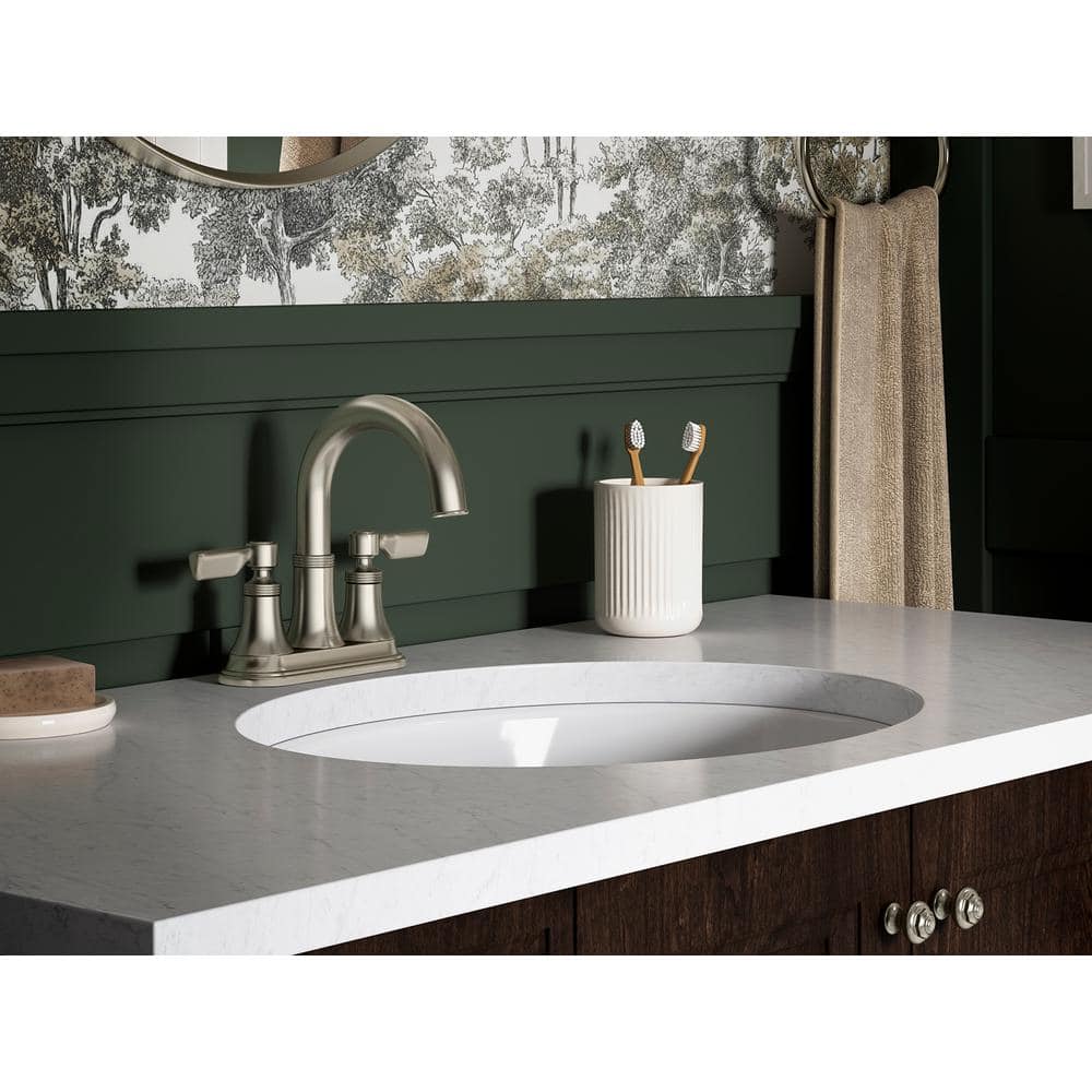 Elegant Brushed Nickel Dual-Handle High Arc Bathroom Faucet