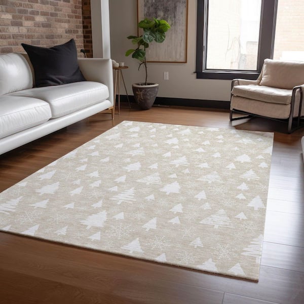 Chantille Machine Washable Indoor/Outdoor Abstract ACN1815 Beige 5 ft. x 7 ft. 6 in. Area Rug