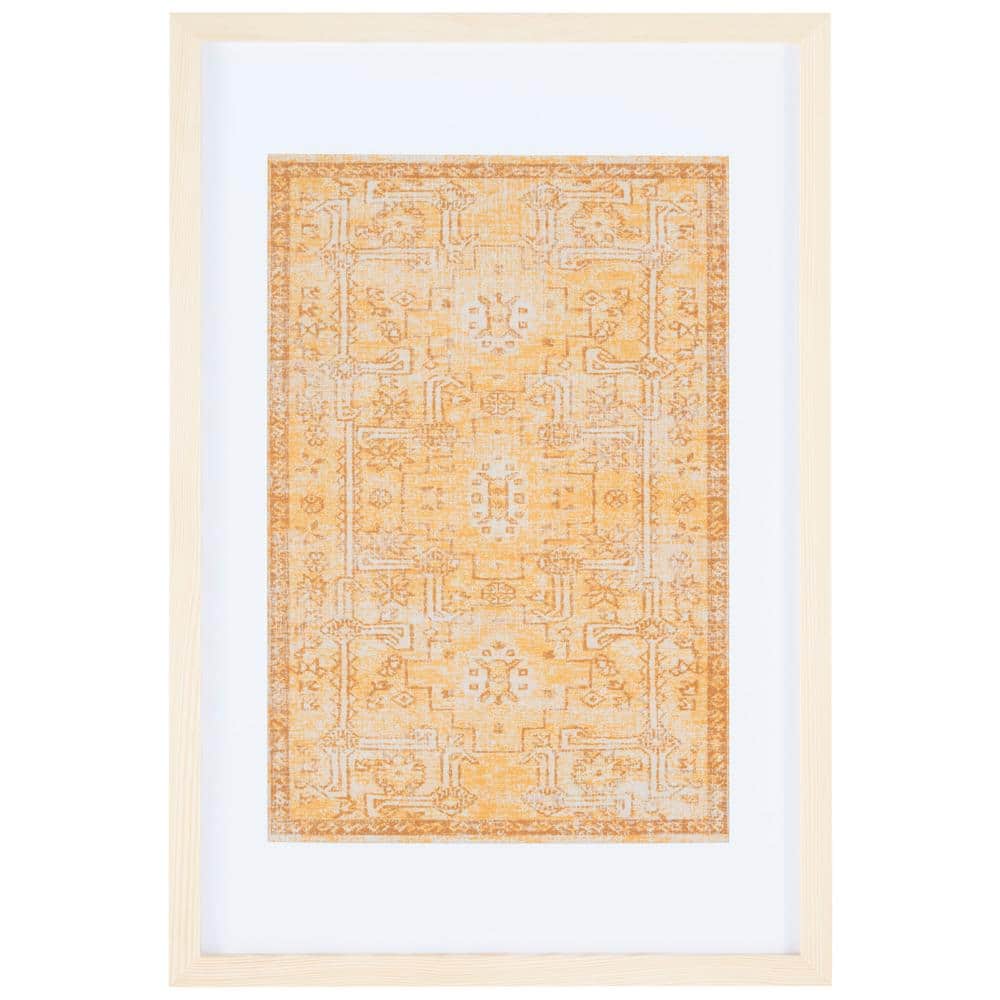 Renaldi Gold and White Framed Textile Wall Art, 25 x 16 inches